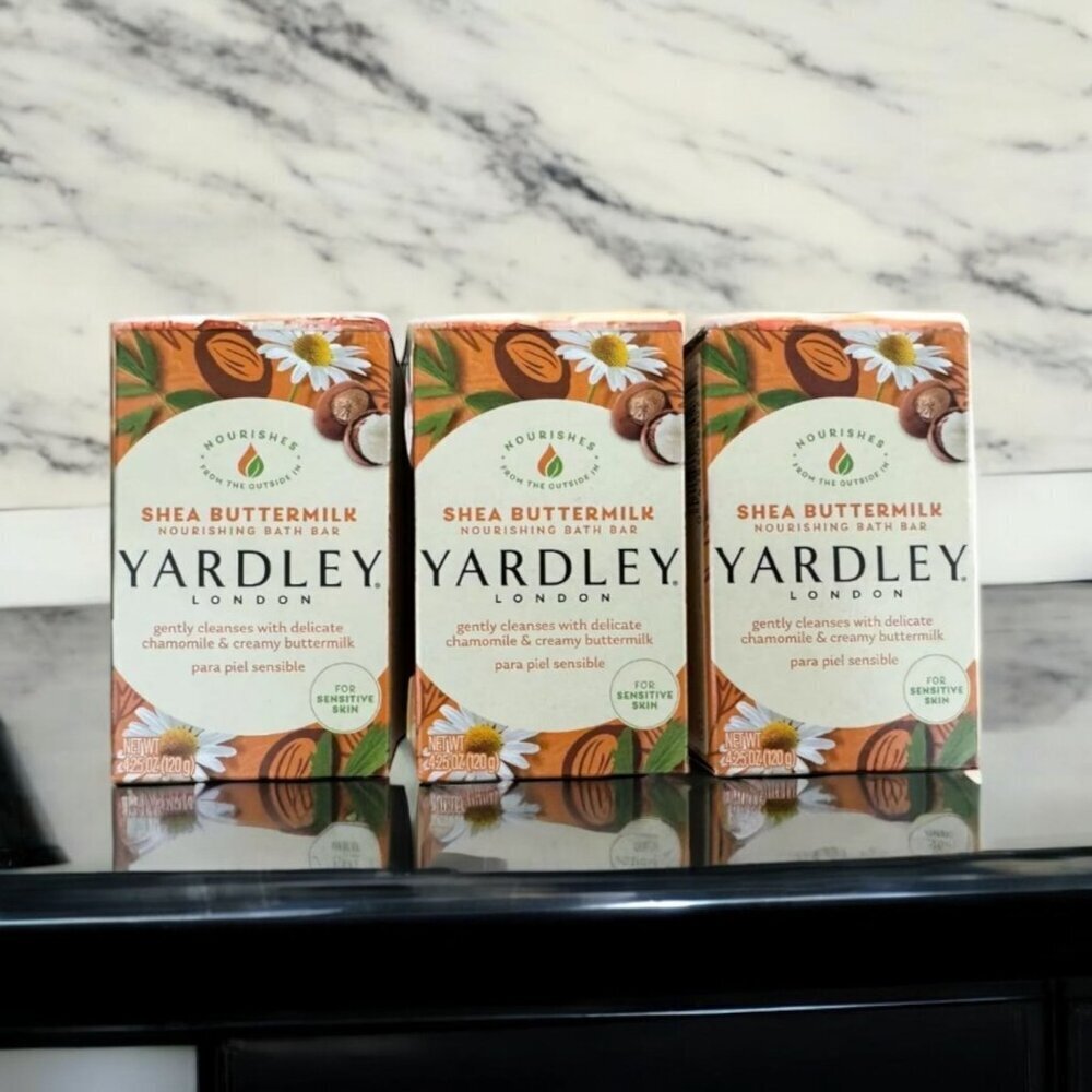 3 Yardley® London Shea Buttermilk Bar Soap NOURISHING Bath BAR 4.25oz